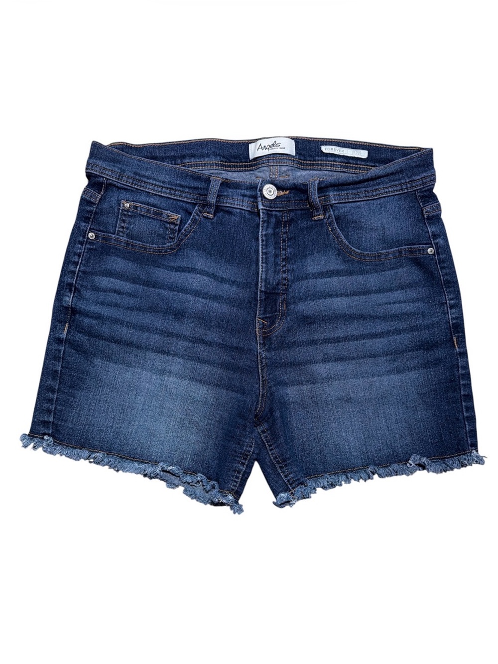 Angels Forever Young Forever Retro Denim Shorts Size 12 Raw Hem Stretch Jean